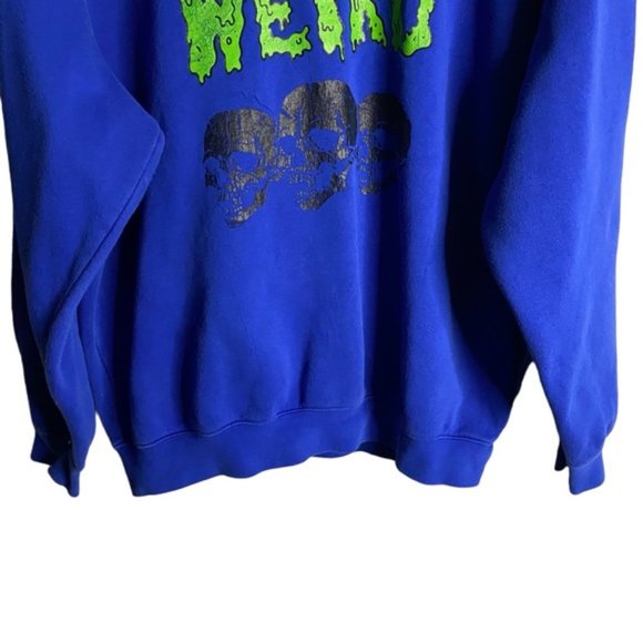 Stay Weird Blue Graphic Crewneck Relaxed Sweatshirt - Picture 3 of 9